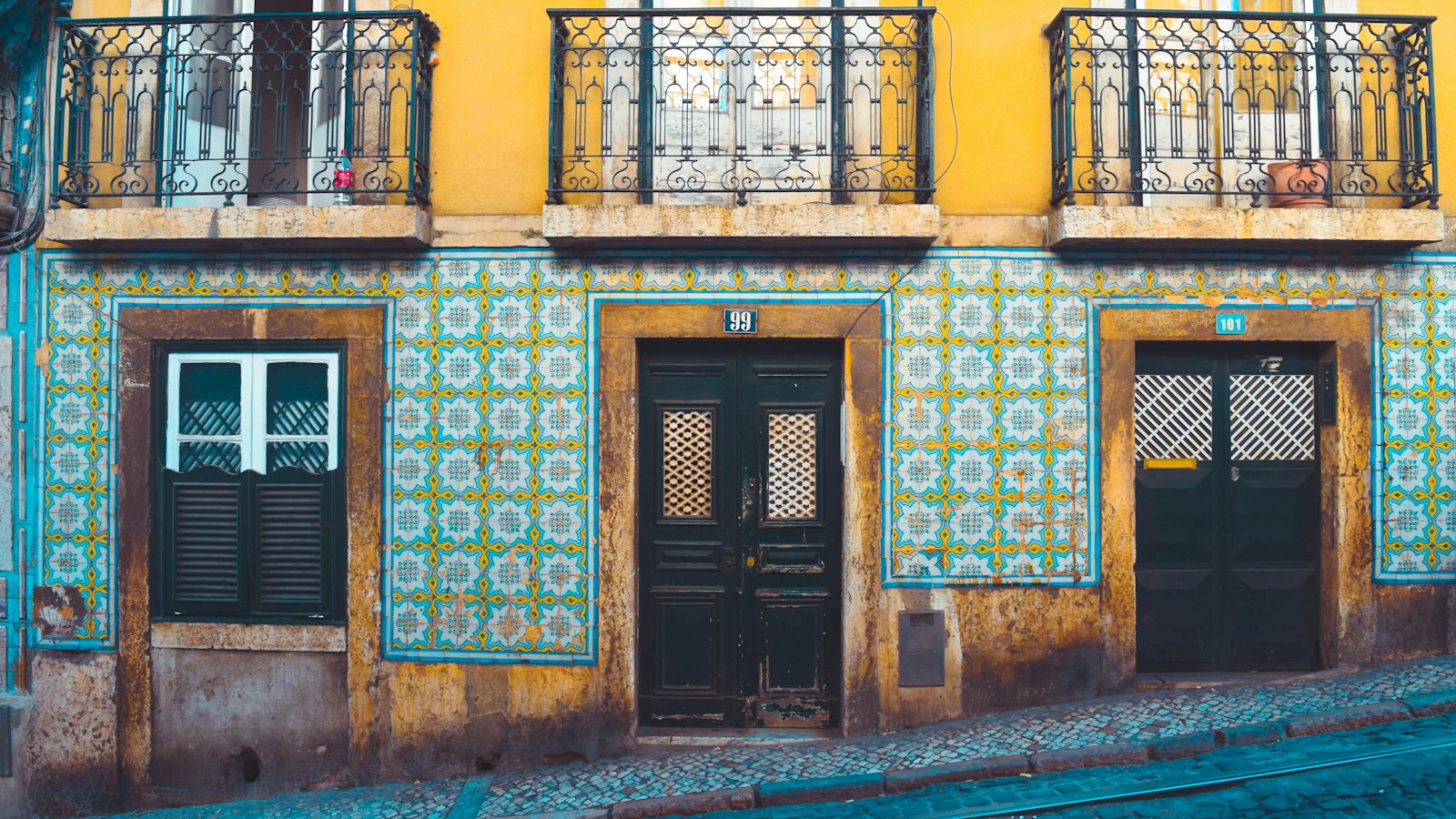 Tiled facade of a traditional Portuguese town house