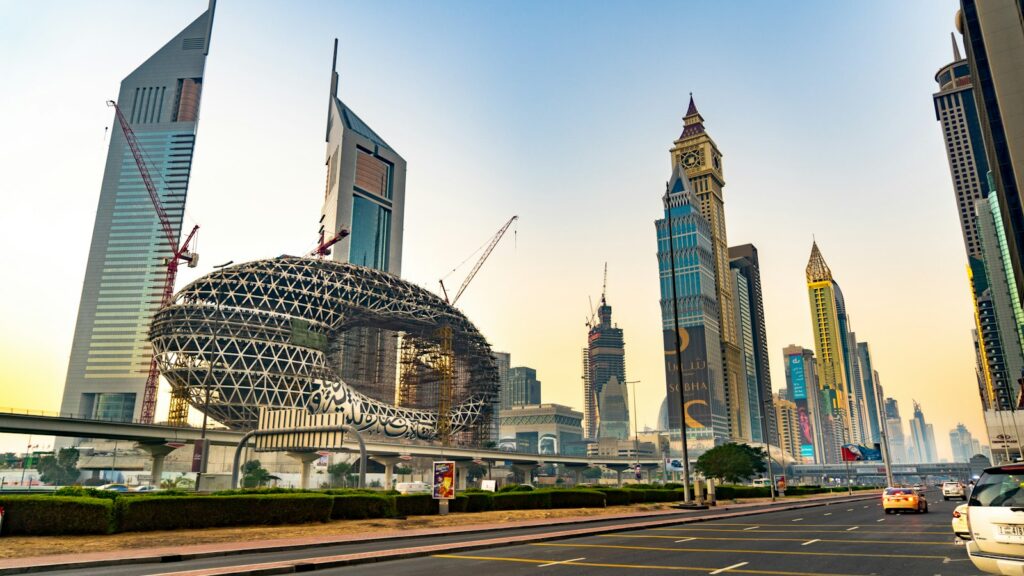Office towers along Sheikh Zayed Road, Dubai