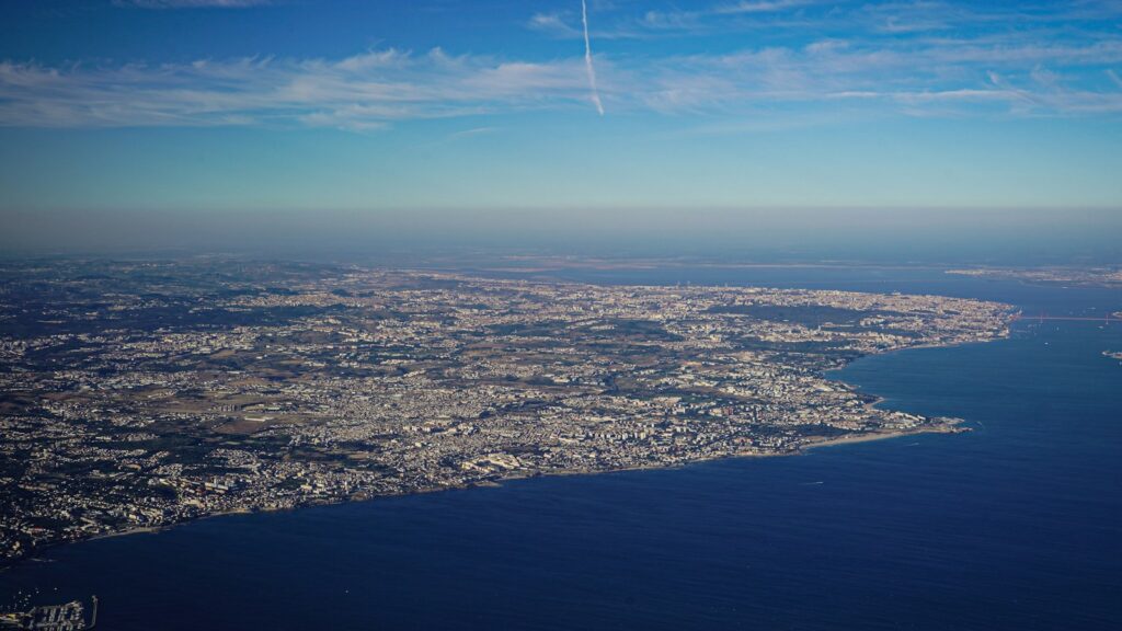 Aerial view of Lisbon and the Tagus estuary