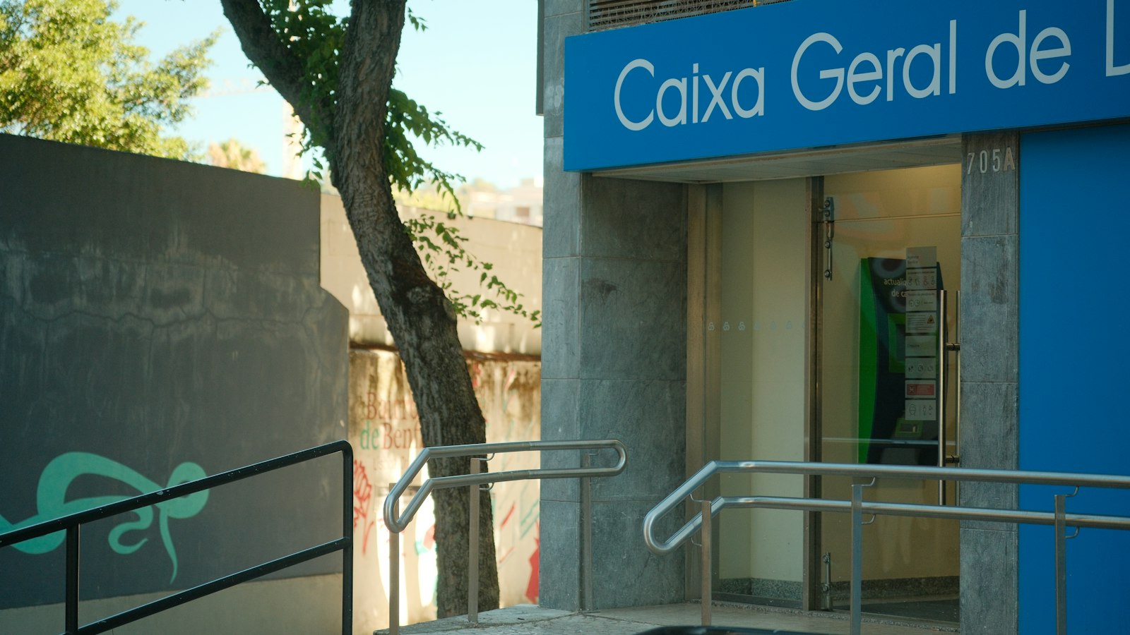 The entrance to a Caixa Geral de Depósitos bank branch in Portugal