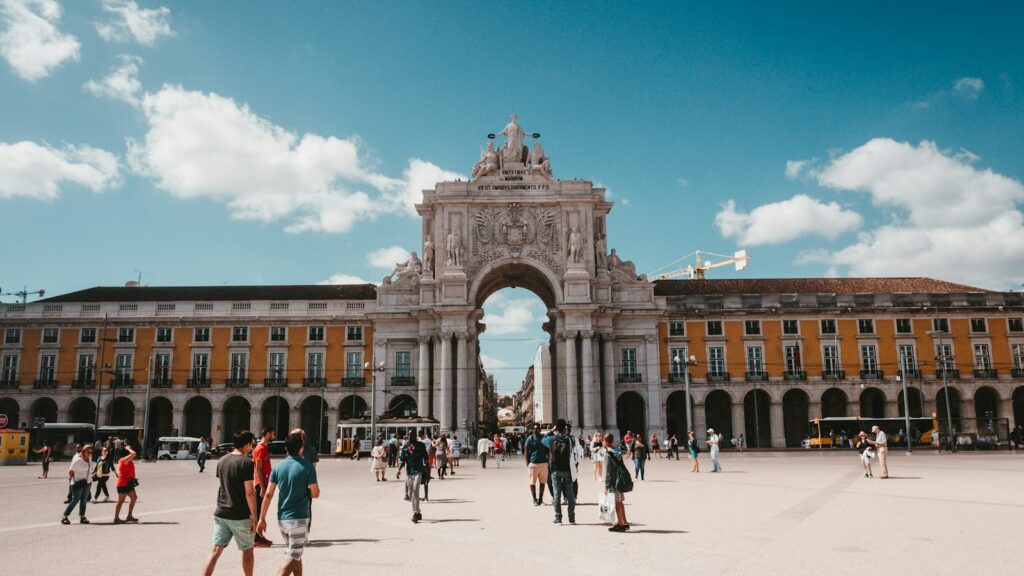 The Rua Augusta arch on Praça do Comércio in Lisbon